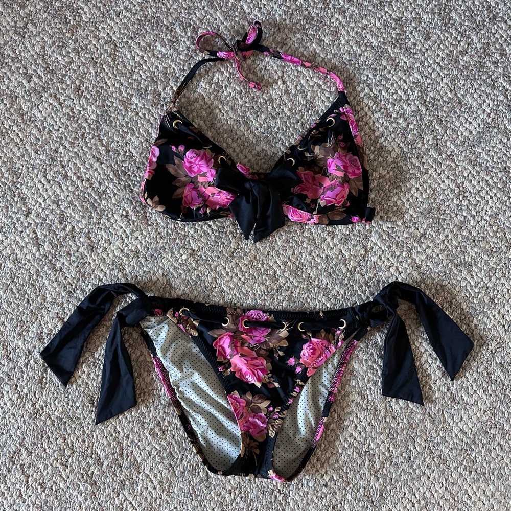Betsey Johnson Rose Patterned Bikini Swimsuit